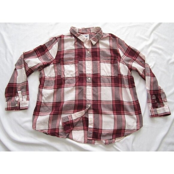 Women Old Navy Flannel Plaid Front Button Long Sleeve Shirt Size XXL (WB120) - Picture 1 of 9
